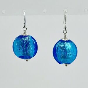 Sterling silver Venetian foil glass bead earrings - GM606